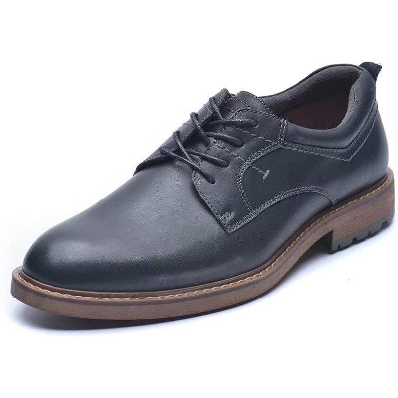 Men’s Oxford, Casual Lace-Up Dress Shoes(Plain-toe Black) - Arkbird Shoes