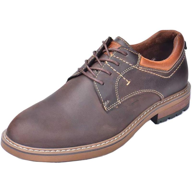 Men’s Oxford, Casual Lace-Up Dress Shoes(Plain-toe Coffee) - Arkbird Shoes
